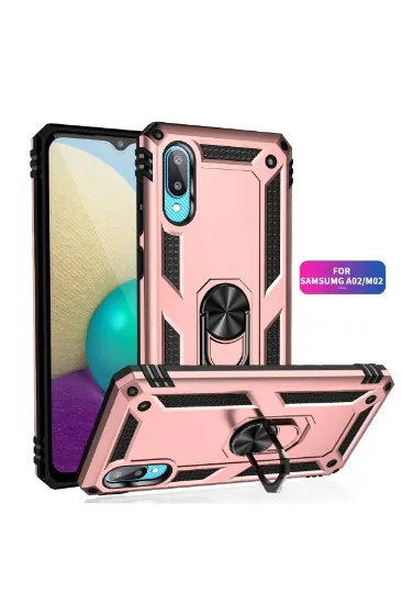 Newface Samsung Galaxy A02 Kılıf Sofya Yüzüklü Silikon Kapak - Rose resmi