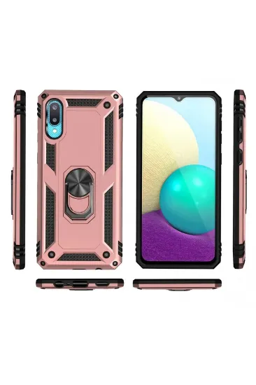 Newface Samsung Galaxy A02 Kılıf Sofya Yüzüklü Silikon Kapak - Rose resmi