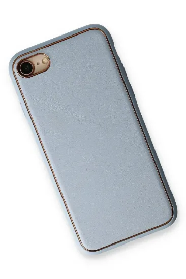 Newface iPhone 7 Kılıf Coco Deri Silikon Kapak - Açık Mavi resmi