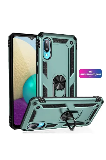Newface Samsung Galaxy A02 Kılıf Sofya Yüzüklü Silikon Kapak - Yeşil resmi