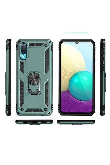 Newface Samsung Galaxy A02 Kılıf Sofya Yüzüklü Silikon Kapak - Yeşil resmi
