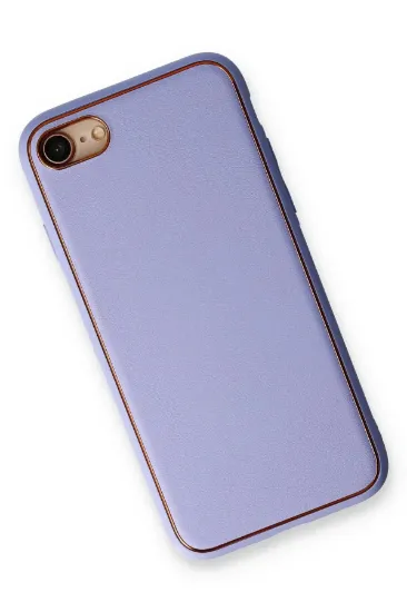 Newface iPhone 7 Kılıf Coco Deri Silikon Kapak - Açık Lila resmi