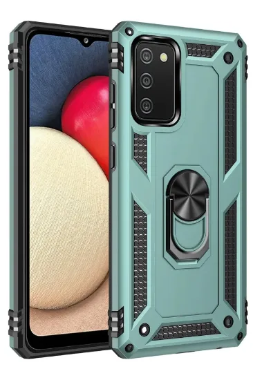 Newface Samsung Galaxy A02S Kılıf Sofya Yüzüklü Silikon Kapak - Yeşil resmi