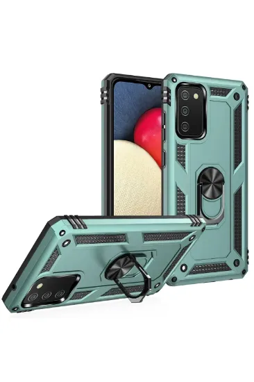 Newface Samsung Galaxy A02S Kılıf Sofya Yüzüklü Silikon Kapak - Yeşil resmi