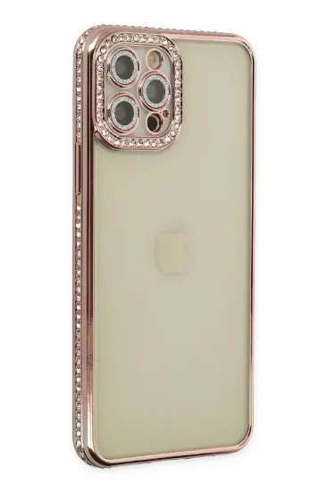 Newface iPhone 12 Pro Kılıf Joke Taşlı Silikon - Pembe resmi