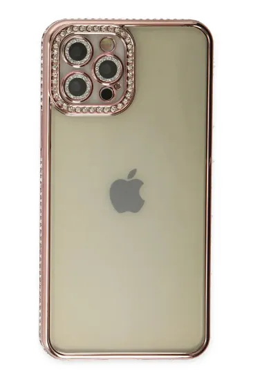 Newface iPhone 12 Pro Kılıf Joke Taşlı Silikon - Pembe resmi