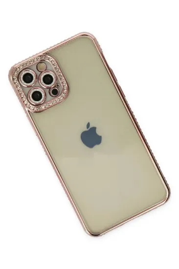 Newface iPhone 12 Pro Kılıf Joke Taşlı Silikon - Pembe resmi