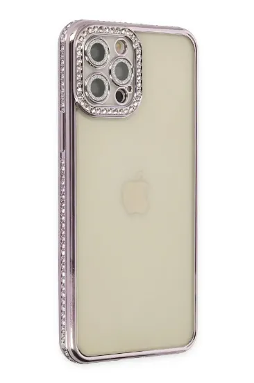 Newface iPhone 12 Pro Kılıf Joke Taşlı Silikon - Mor resmi