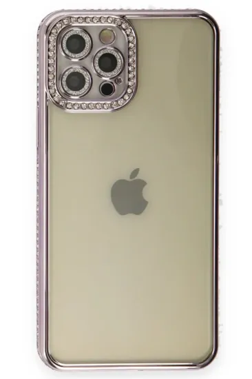 Newface iPhone 12 Pro Kılıf Joke Taşlı Silikon - Mor resmi