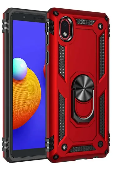Newface Samsung Galaxy A01 Core Kılıf Sofya Yüzüklü Silikon Kapak - Kırmızı resmi