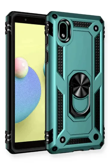 Newface Samsung Galaxy A01 Core Kılıf Sofya Yüzüklü Silikon Kapak - Yeşil resmi