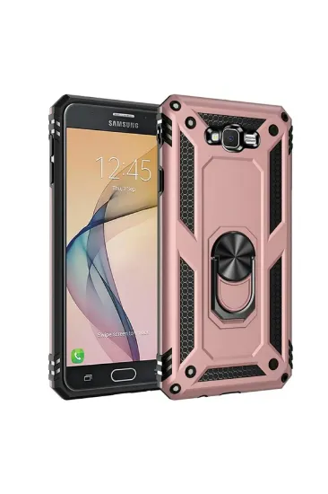 Newface Samsung Galaxy J7 Kılıf Sofya Yüzüklü Silikon Kapak - Rose resmi