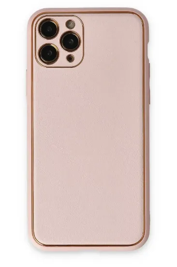 Newface iPhone 11 Pro Kılıf Coco Deri Silikon Kapak - Pudra resmi