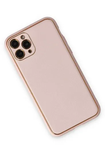 Newface iPhone 11 Pro Kılıf Coco Deri Silikon Kapak - Pudra resmi