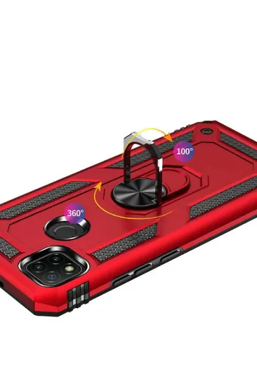 Newface Xiaomi Redmi 9C Kılıf Sofya Yüzüklü Silikon Kapak - Gold resmi
