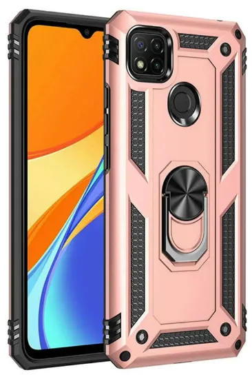 Newface Xiaomi Redmi 9C Kılıf Sofya Yüzüklü Silikon Kapak - Rose resmi