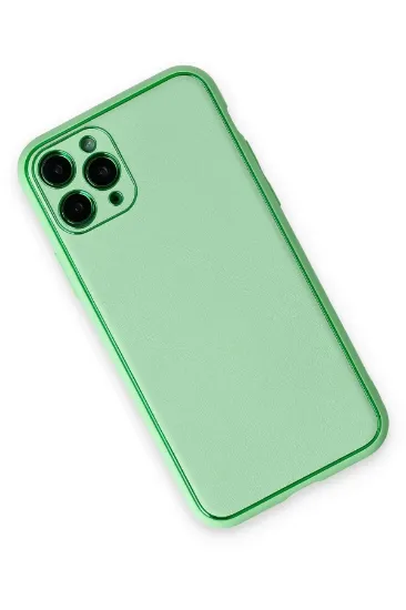 Newface iPhone 11 Pro Kılıf Coco Deri Silikon Kapak - Açık Yeşil resmi