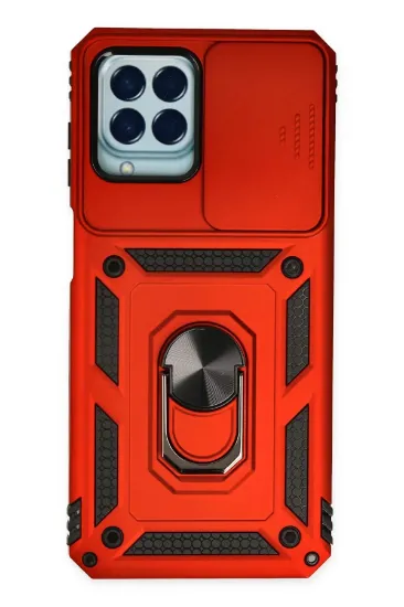 Newface Samsung Galaxy M33 Kılıf Pars Lens Yüzüklü Silikon - Kırmızı resmi