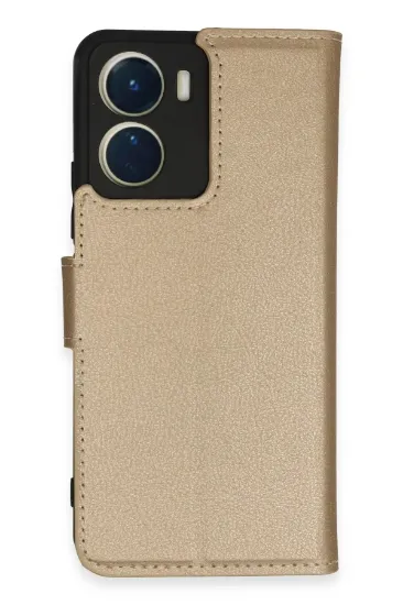 Newface Vivo Y16 Kılıf Trend S Plus Kapaklı Kılıf - Gold resmi
