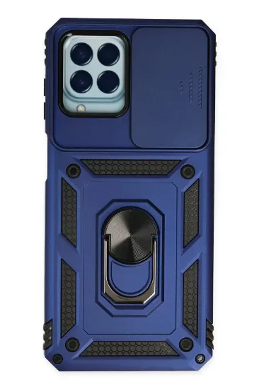 Newface Samsung Galaxy M33 Kılıf Pars Lens Yüzüklü Silikon - Lacivert resmi
