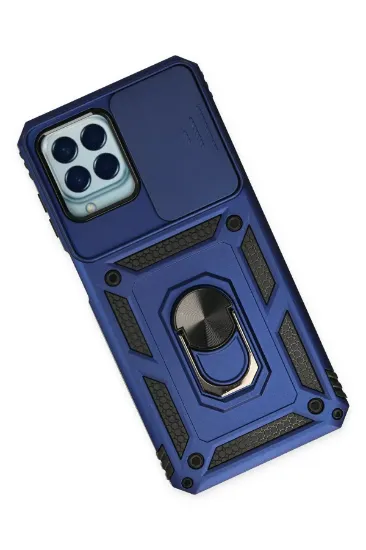 Newface Samsung Galaxy M33 Kılıf Pars Lens Yüzüklü Silikon - Lacivert resmi