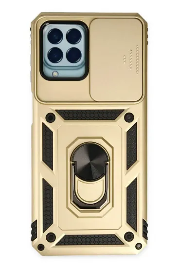 Newface Samsung Galaxy M33 Kılıf Pars Lens Yüzüklü Silikon - Gold resmi