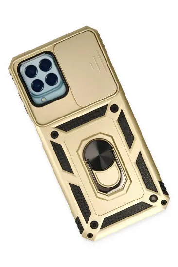 Newface Samsung Galaxy M33 Kılıf Pars Lens Yüzüklü Silikon - Gold resmi