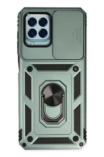 Newface Samsung Galaxy M33 Kılıf Pars Lens Yüzüklü Silikon - Yeşil resmi