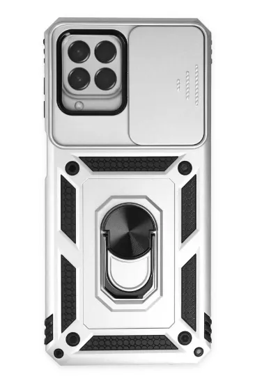 Newface Samsung Galaxy M33 Kılıf Pars Lens Yüzüklü Silikon - Gümüş resmi