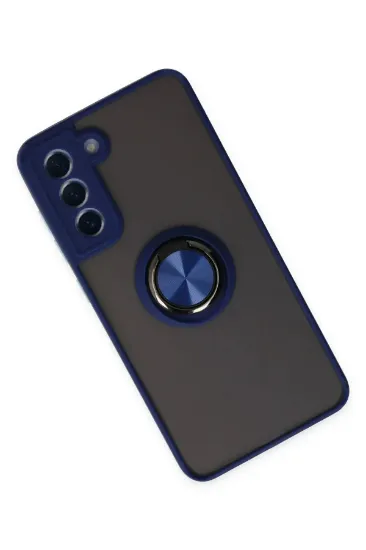 Newface Samsung Galaxy S21 FE Kılıf Montreal Yüzüklü Silikon Kapak - Lacivert resmi