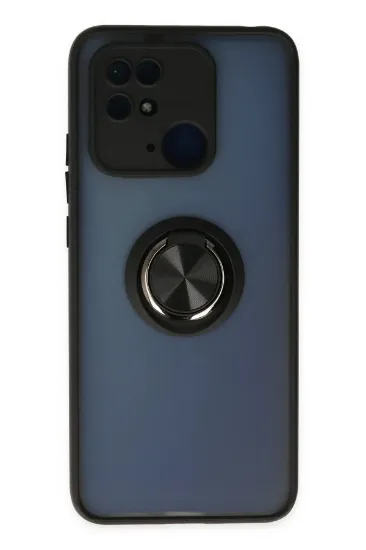 Newface Xiaomi Redmi 10C Kılıf Montreal Yüzüklü Silikon Kapak - Siyah resmi