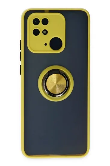Newface Xiaomi Redmi 10C Kılıf Montreal Yüzüklü Silikon Kapak - Sarı resmi