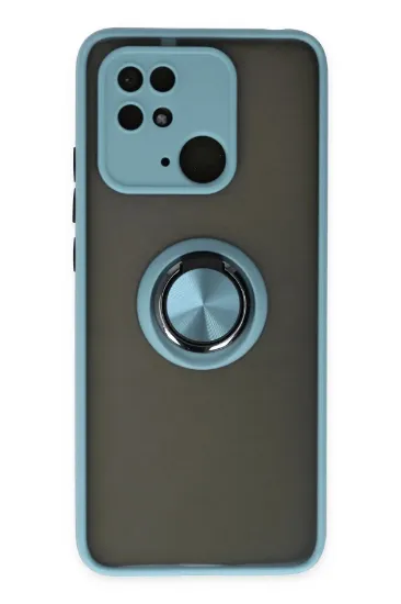 Newface Xiaomi Redmi 10C Kılıf Montreal Yüzüklü Silikon Kapak - Buz Mavi resmi