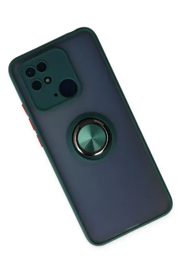 Newface Xiaomi Redmi 10C Kılıf Montreal Yüzüklü Silikon Kapak - Yeşil resmi