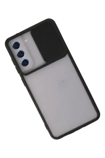 Newface Samsung Galaxy S21 FE Kılıf Palm Buzlu Kamera Sürgülü Silikon - Siyah resmi