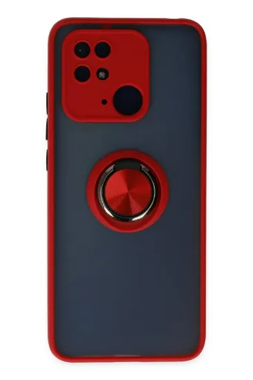 Newface Xiaomi Redmi 10C Kılıf Montreal Yüzüklü Silikon Kapak - Kırmızı resmi