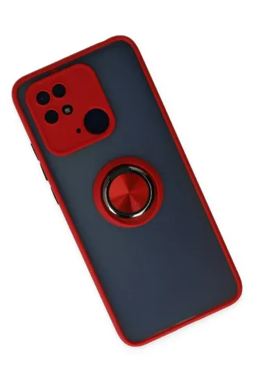 Newface Xiaomi Redmi 10C Kılıf Montreal Yüzüklü Silikon Kapak - Kırmızı resmi