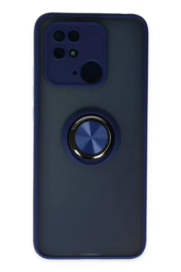 Newface Xiaomi Redmi 10C Kılıf Montreal Yüzüklü Silikon Kapak - Lacivert resmi