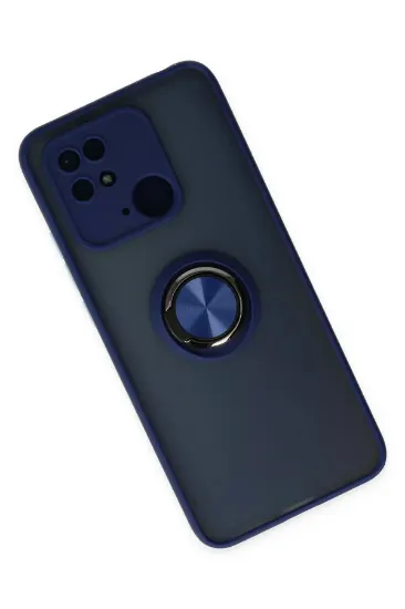 Newface Xiaomi Redmi 10C Kılıf Montreal Yüzüklü Silikon Kapak - Lacivert resmi