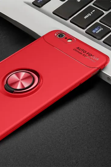 Newface iPhone 6 Kılıf Range Yüzüklü Silikon - Kırmızı resmi