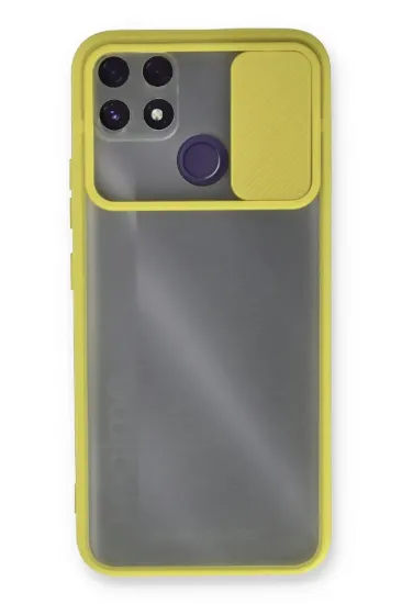 Newface Realme C25 Kılıf Palm Buzlu Kamera Sürgülü Silikon - Sarı resmi