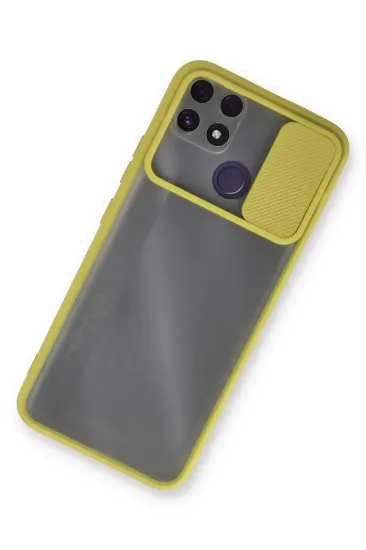 Newface Realme C25 Kılıf Palm Buzlu Kamera Sürgülü Silikon - Sarı resmi