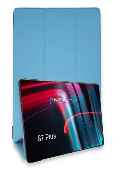 Newface Samsung Galaxy T970 Tab S7 Plus 12.4 Kılıf Tablet Smart Kılıf - Mavi resmi