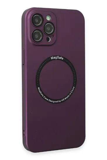 Newface iPhone 12 Pro Max Kılıf Jack Magneticsafe Lens Silikon - Mürdüm resmi