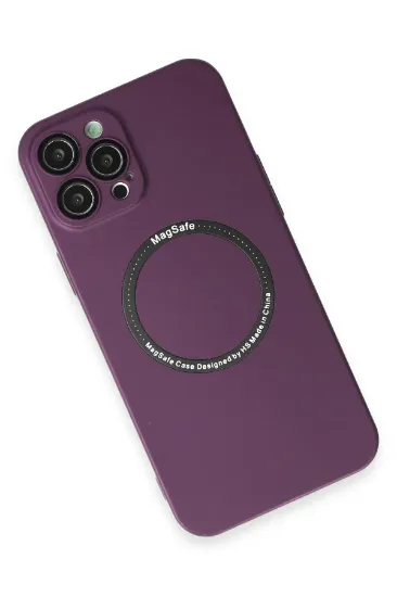 Newface iPhone 12 Pro Max Kılıf Jack Magneticsafe Lens Silikon - Mürdüm resmi