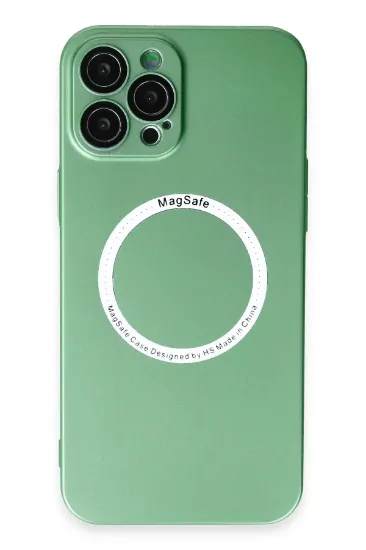 Newface iPhone 12 Pro Max Kılıf Jack Magneticsafe Lens Silikon - Yeşil resmi