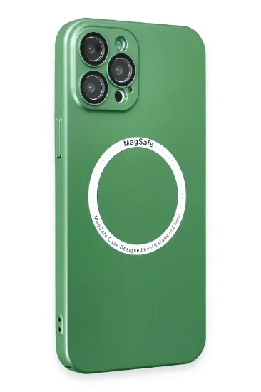 Newface iPhone 12 Pro Max Kılıf Jack Magneticsafe Lens Silikon - Yeşil resmi