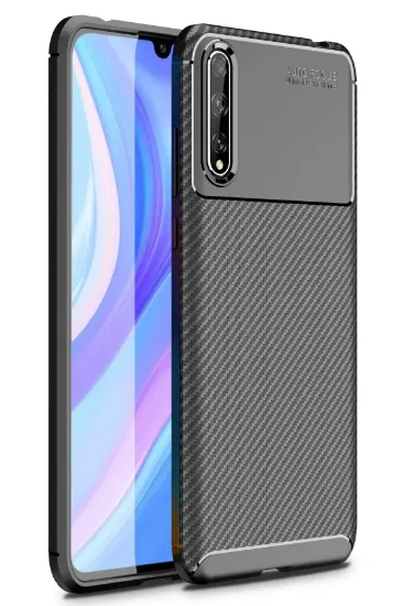 Newface Huawei P Smart S Kılıf Auto Focus Karbon Kapak - Siyah resmi