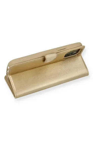 Newface iPhone 12 Kılıf Trend S Plus Kapaklı Kılıf - Gold resmi