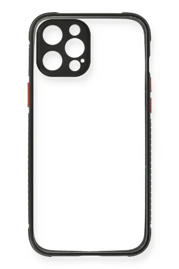 Newface iPhone 12 Kılıf Miami Şeffaf Silikon - Siyah resmi